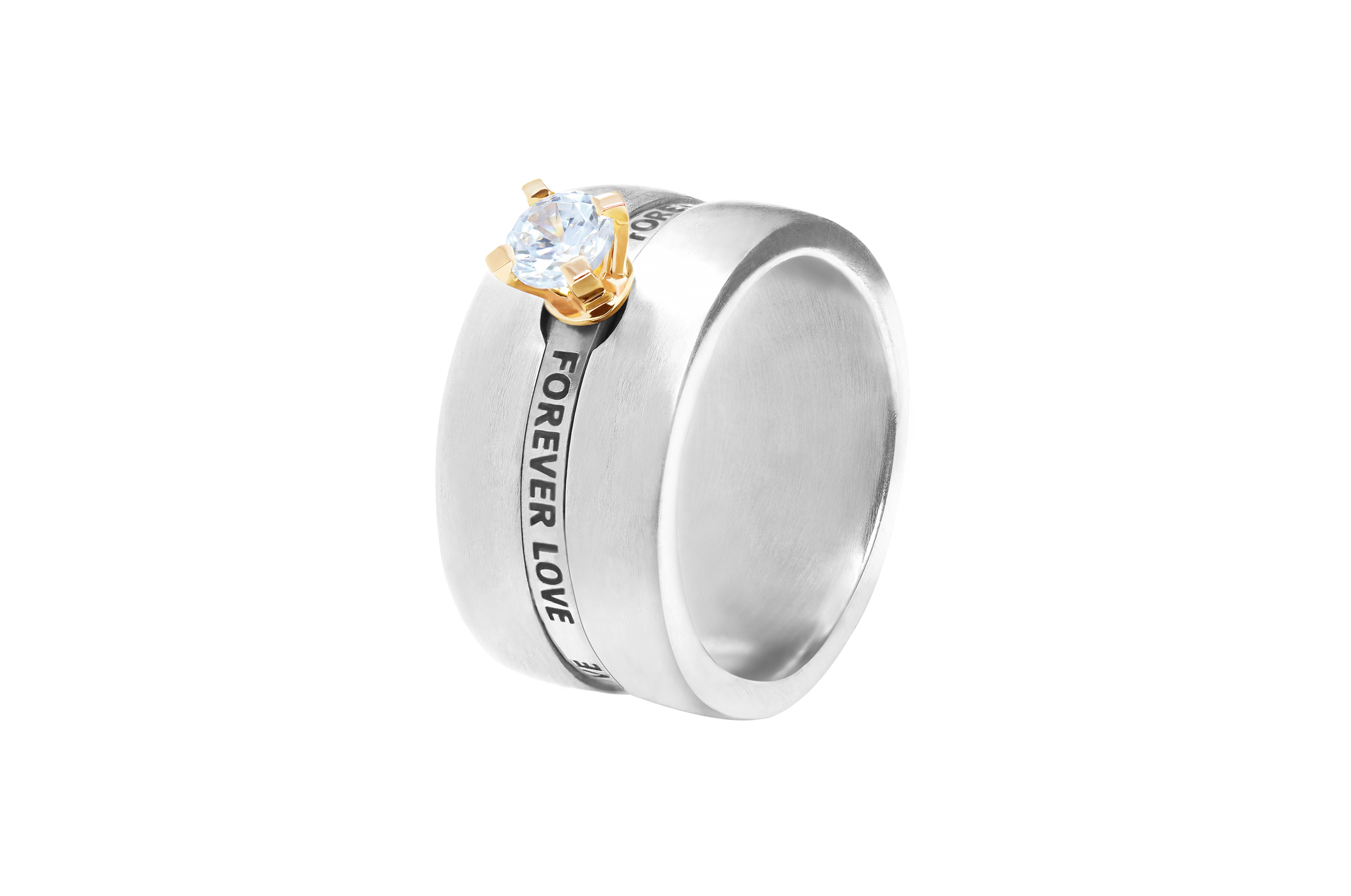 Jewel: ring;Material: 925 silver and 9 kt gold;Weight: 13.70 gr (silver) and 0.70 gr (gold);Stones: zirconia;Color: bicolor;Gender: woman