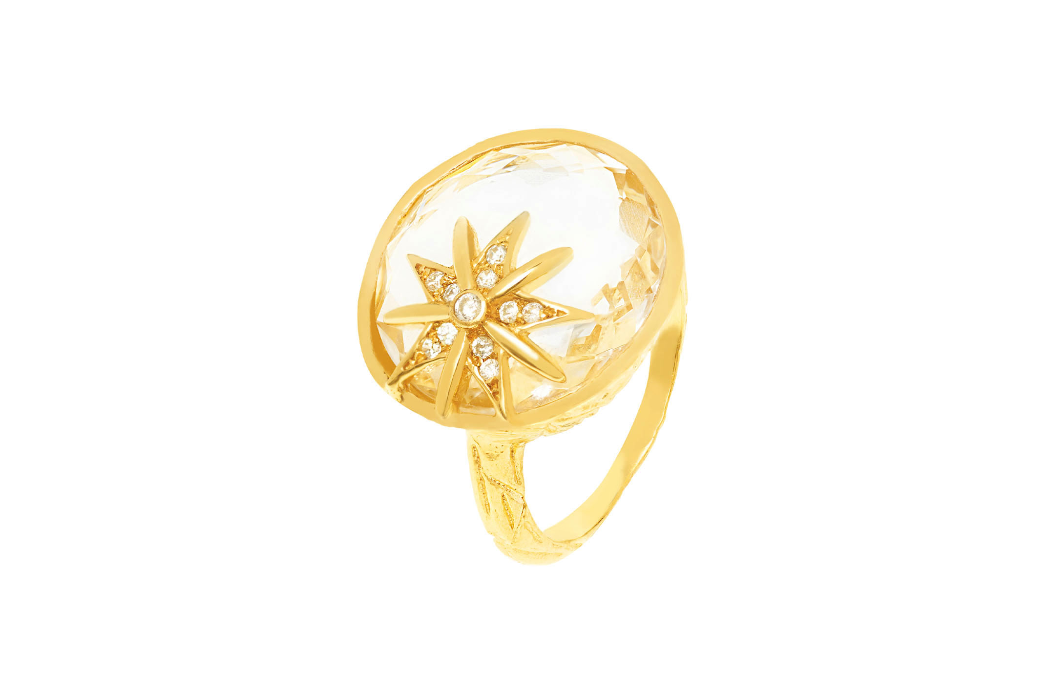 Jewel: ring;Material: silver 925;Weight: 6 gr;Stone: crystal & zirconia;Color: yellow;Top Size: 1.7 cm