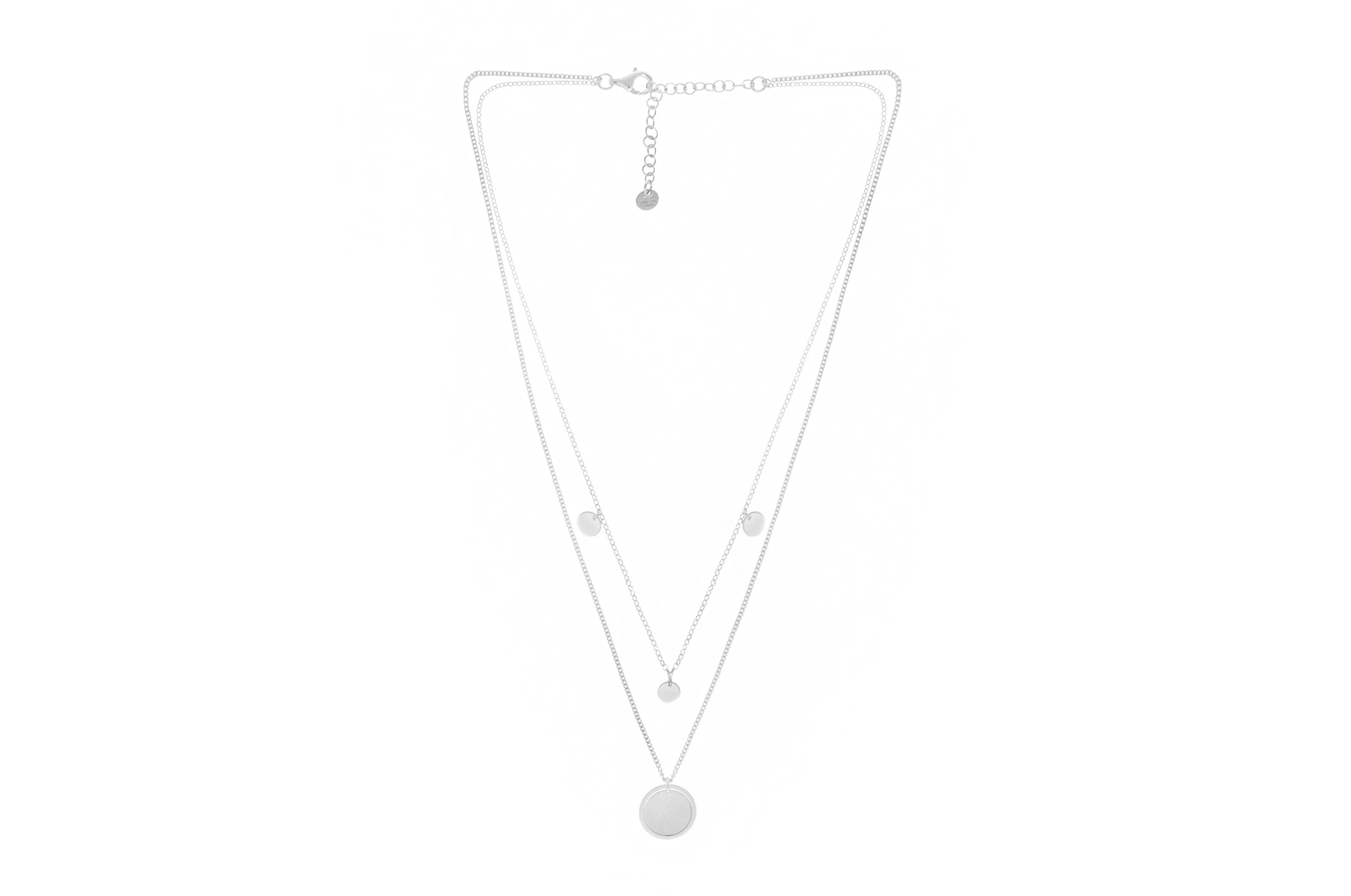 Jewel: necklace;Material: silver 925;Weight: 6.7 gr;Color: white;Long Size: 44 cm + 5 cm;Short Size: 40 cm;Pendent size: 1.5 cm