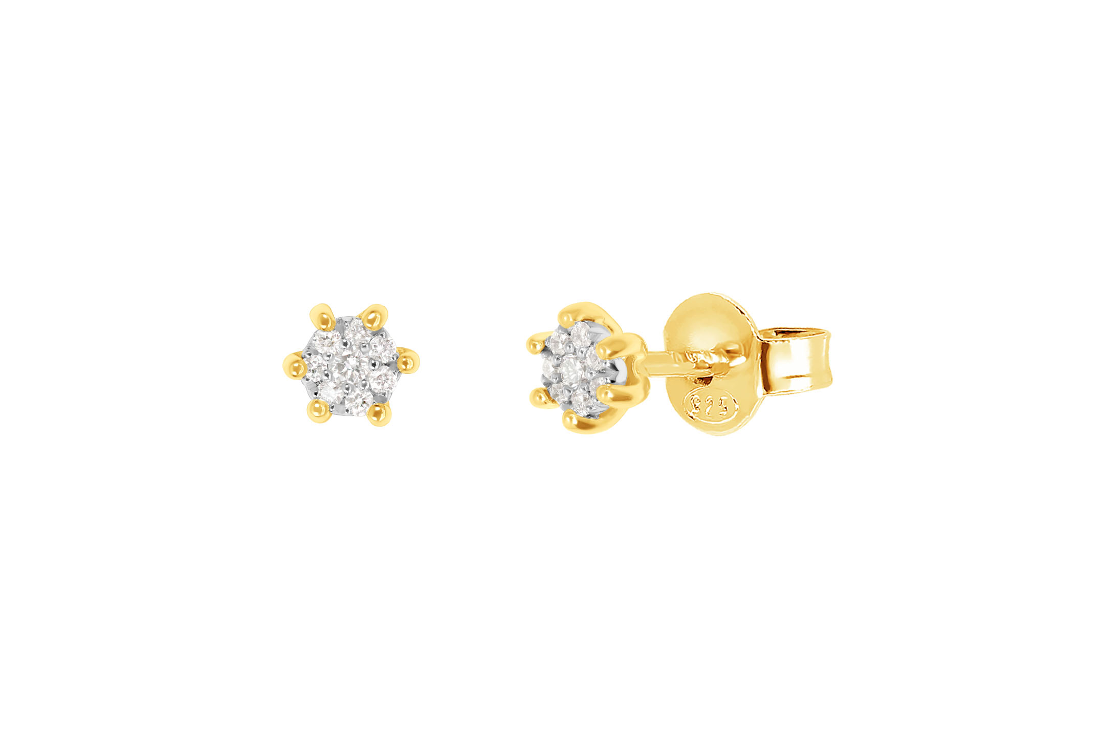 Jewel: earrings;Material: gold 18k;Weight: 1.4 gr;Stones: 16 diamonds 0.08 ct SI/H;Color: yellow;Diamond set size: 0.3 cm