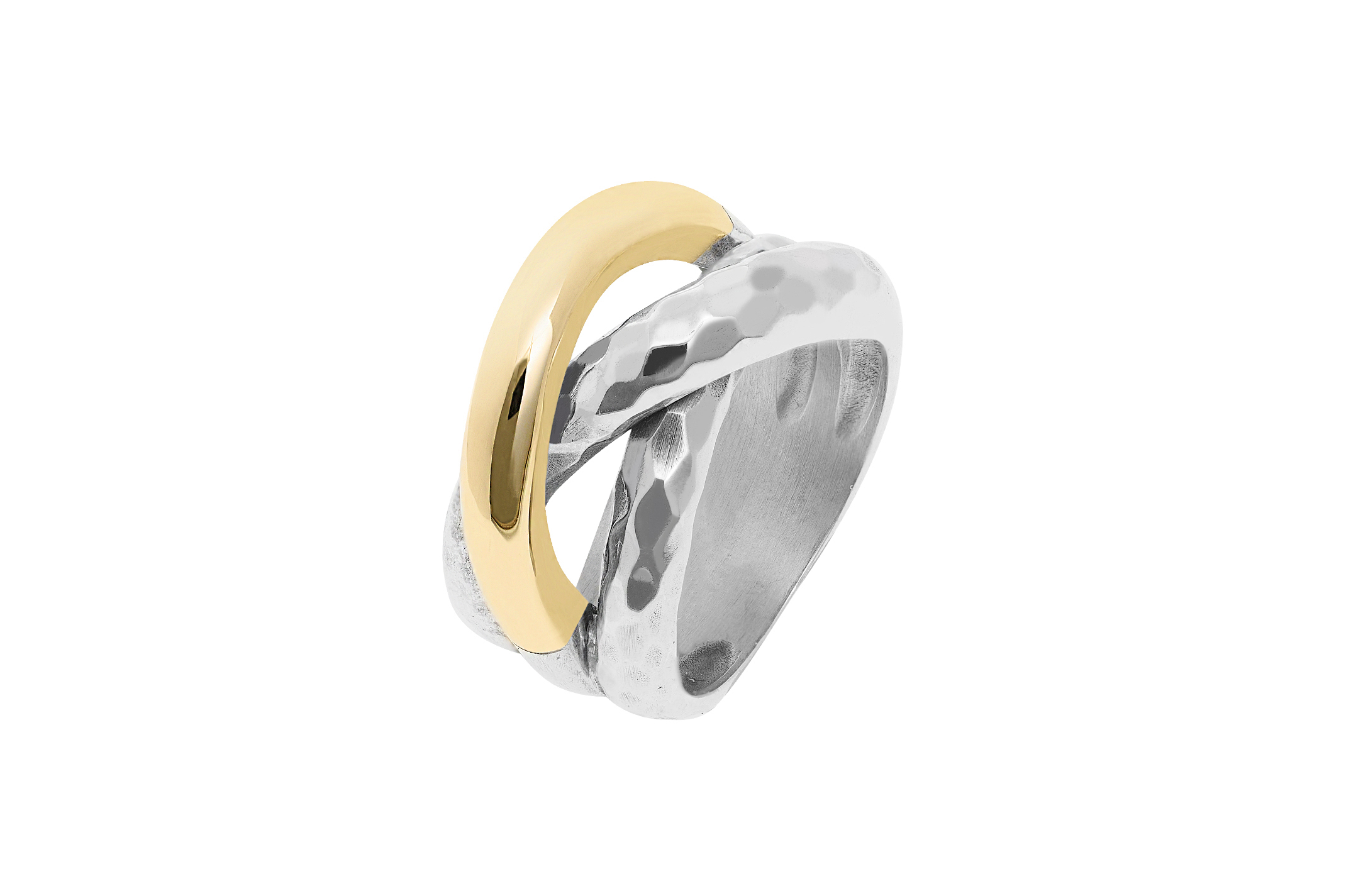 Jewel: ring;Material: 925 silver and 9K gold;Weight: 10.2 gr (silver) and 1.3 gr (gold);Color: bicolor;Thick: 1.1 cm