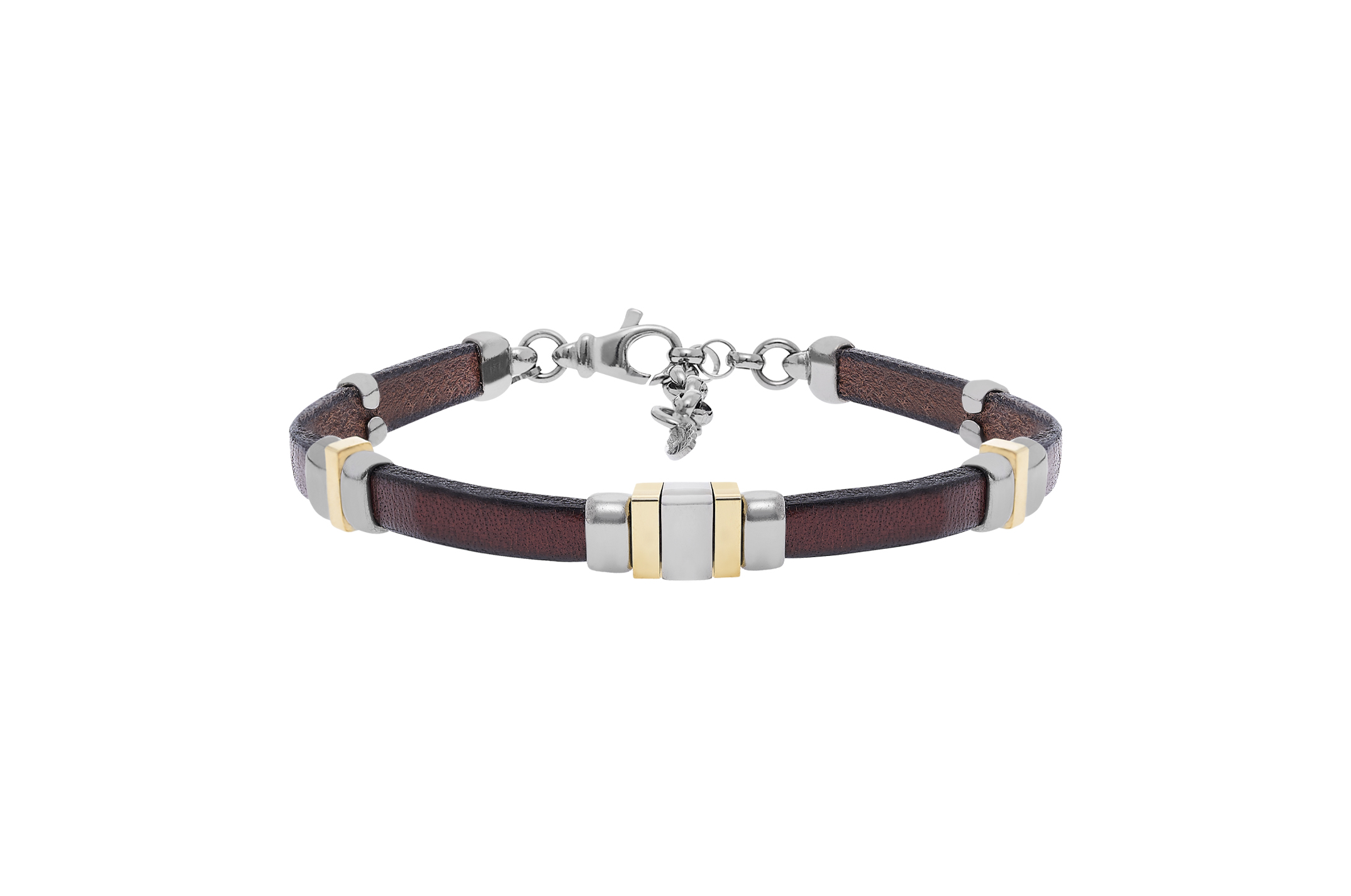 Jewel: bracelet;Material: silver 925 and leather;Weight: 9 gr;Color: bicolor;Size: 18 cm + 3 cm