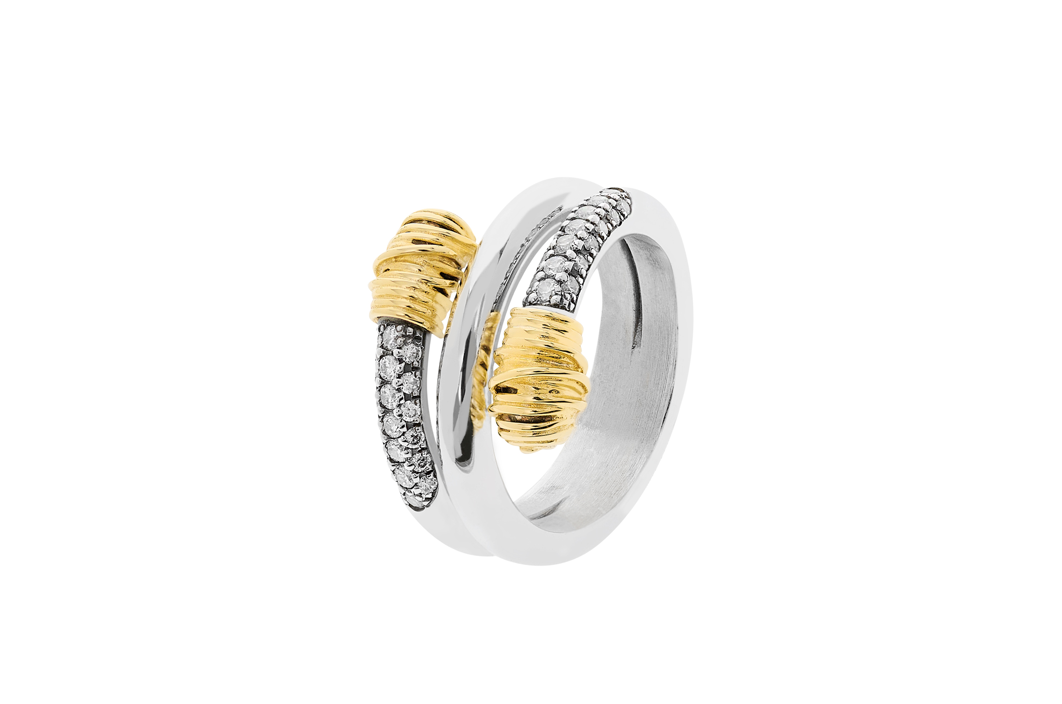 Jewel: ring;Material: 925 silver and 9K gold;Weight: 10.5 gr (silver) and 1.5 gr (gold);Stone: zirconia;Color: bicolor