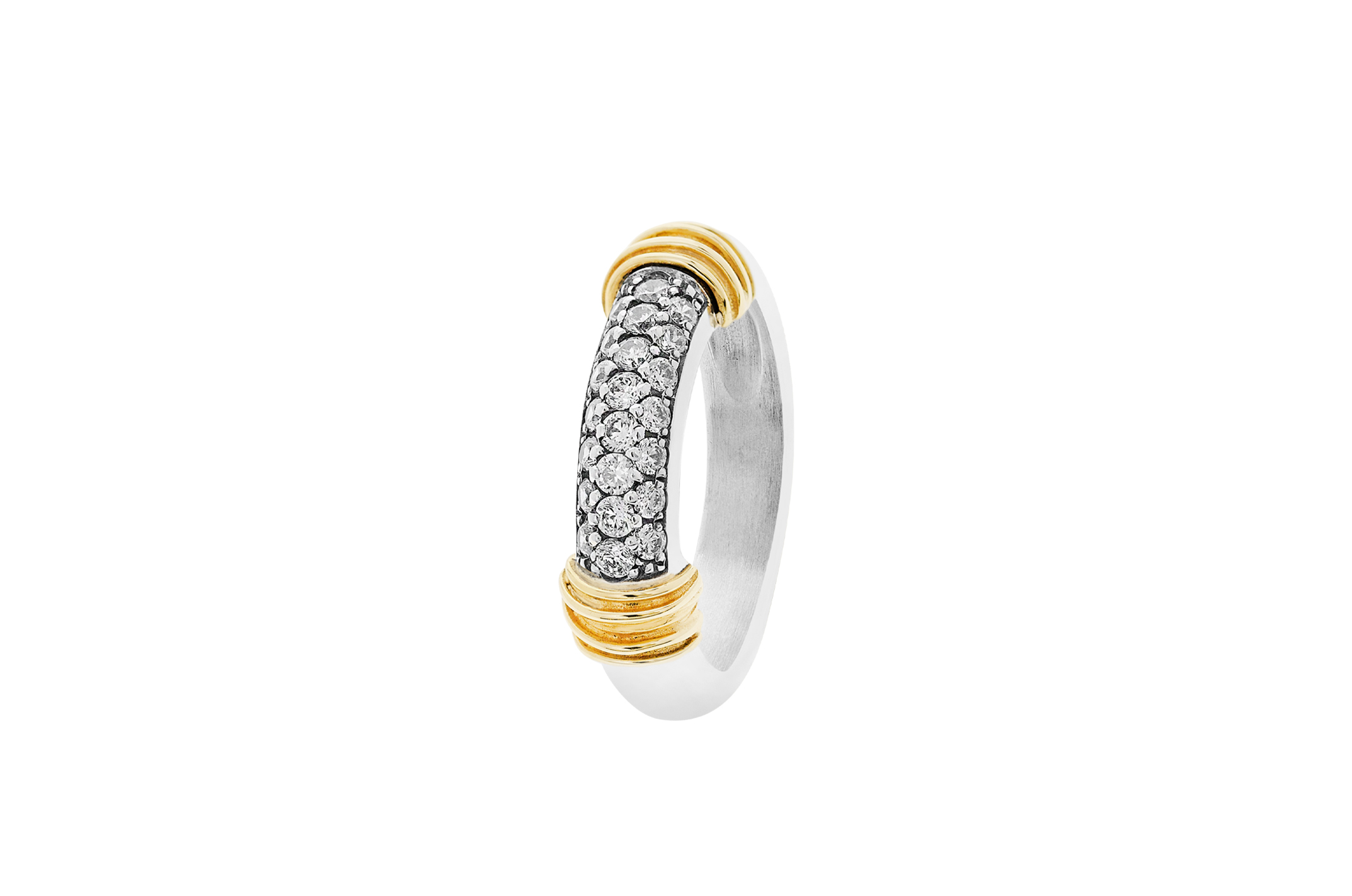 Jewel: ring;Material: 925 silver and 9K gold;Weight: 6 gr (silver) and 1.2 gr (gold);Stone: zirconia;Color: bicolor