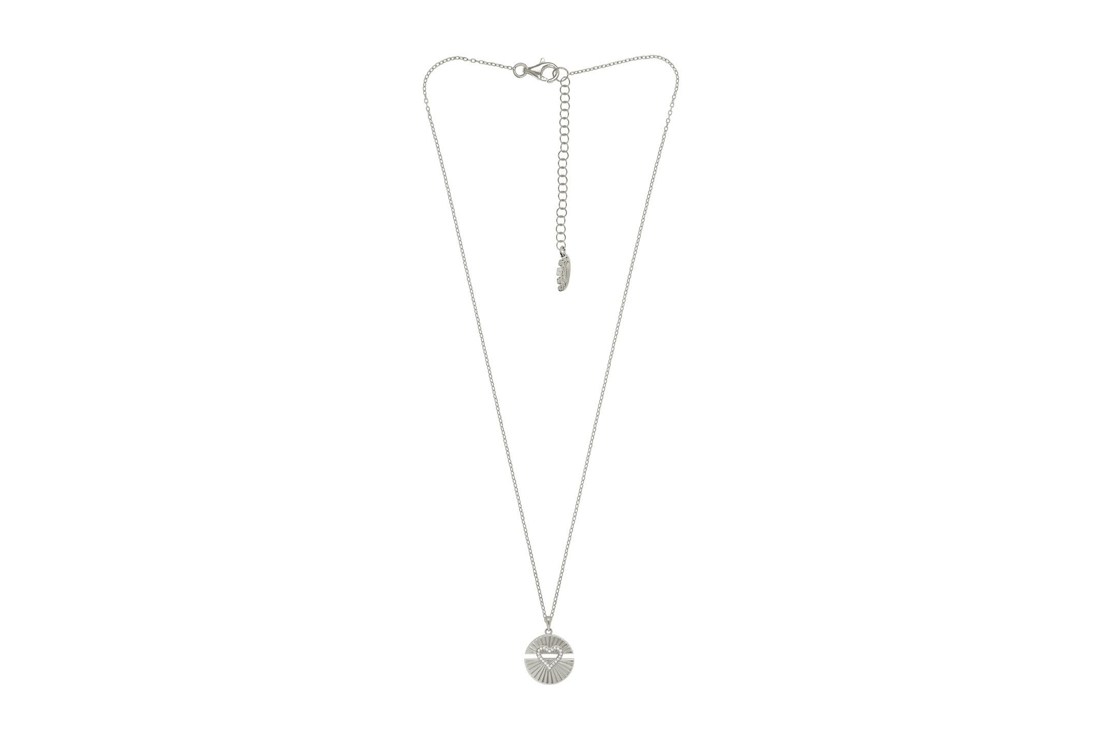 Jewel: necklace;Material: silver 925;Weight: 4.5 gr;Stone: zirconia;Color: white;Size: 41 cm + 5 cm;Pendent size: 2cm