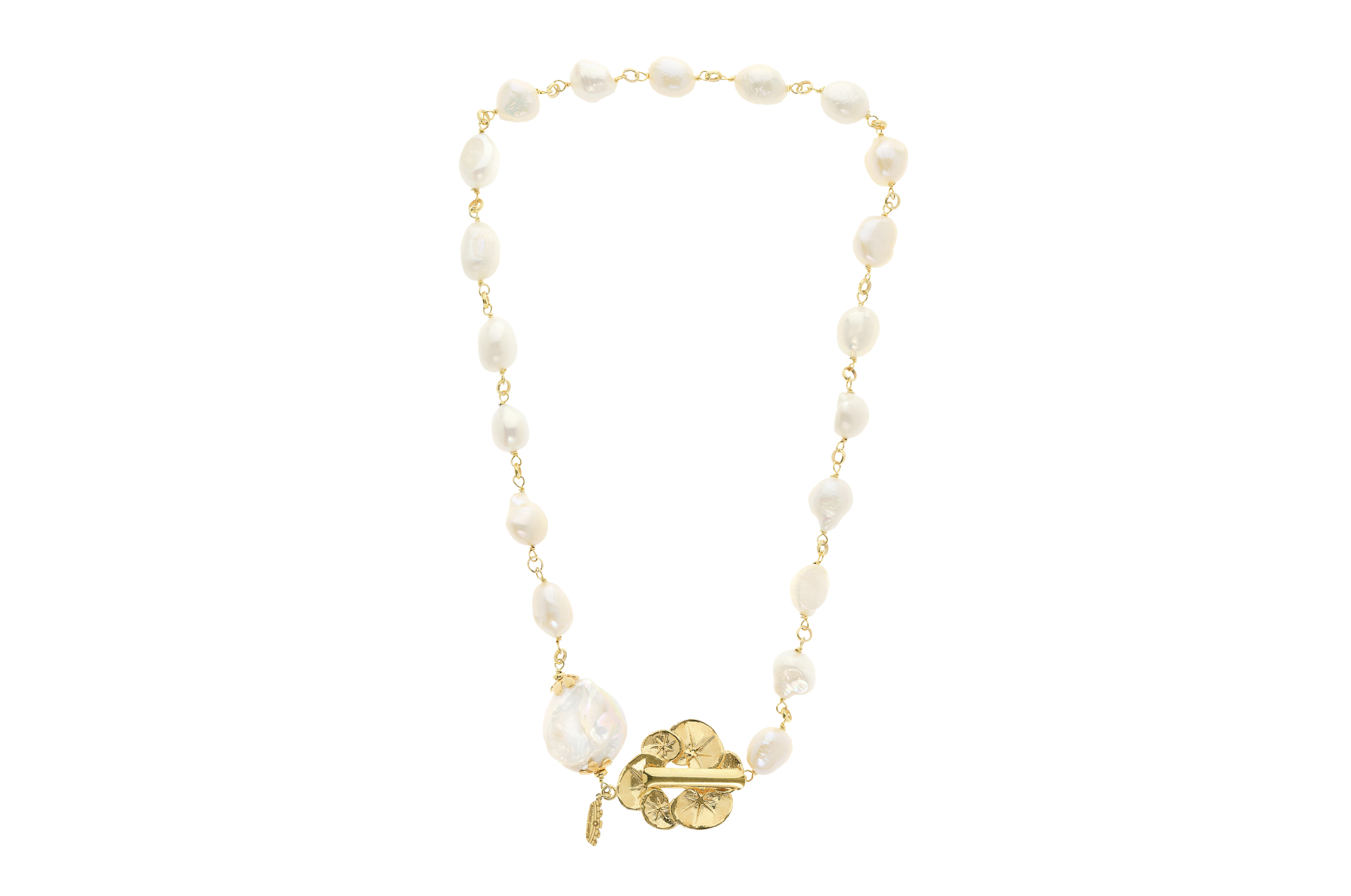 Jewel: necklace;Material: silver 925;Weight: 12 gr;Stone: pearls;Color: yellow;Size: 48 cm