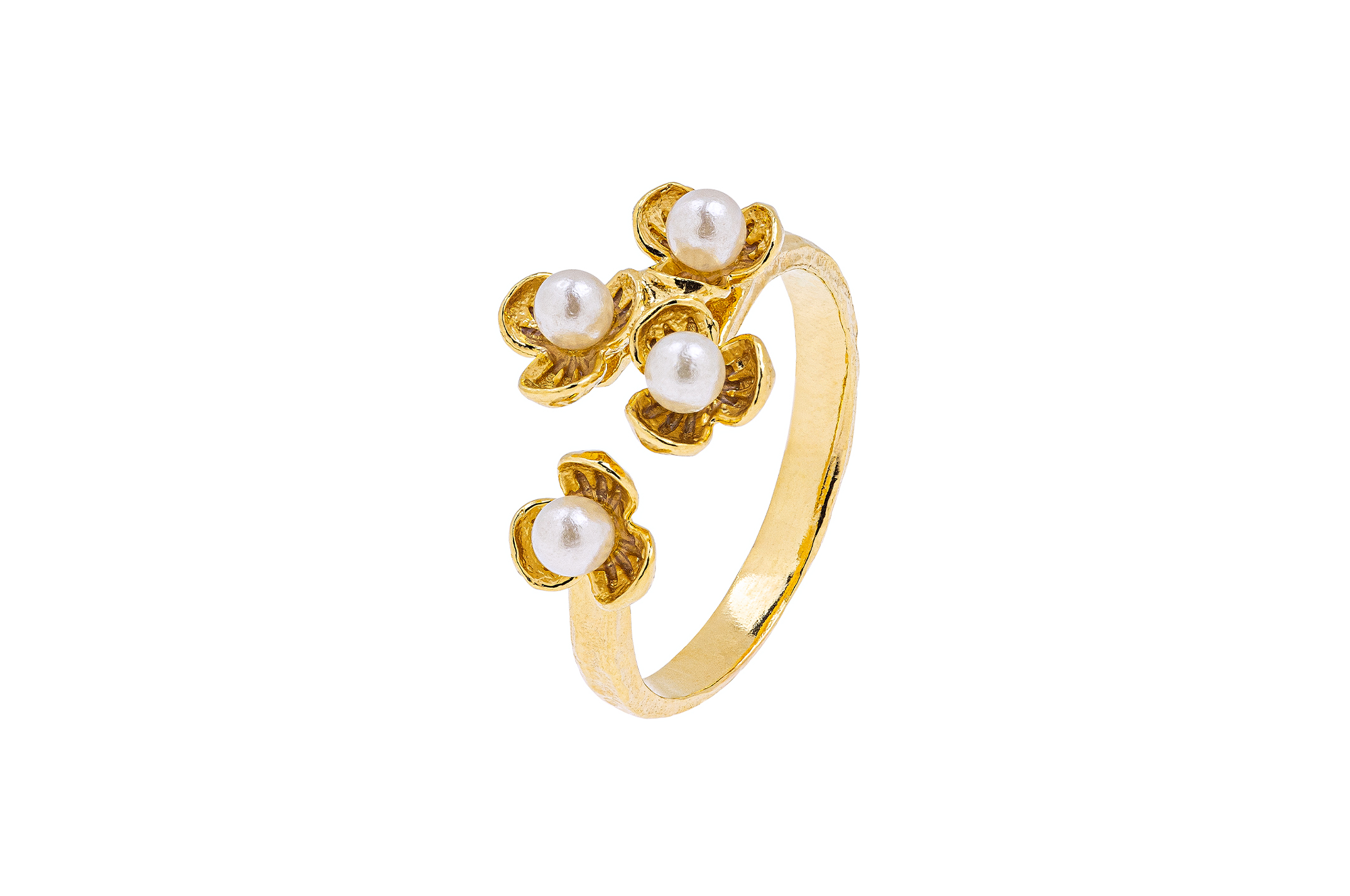 Jewel: ring;Material: silver 925;Weight: 2.4 gr;Stones: pearls;Color: yellow;Measurement: Adjustable