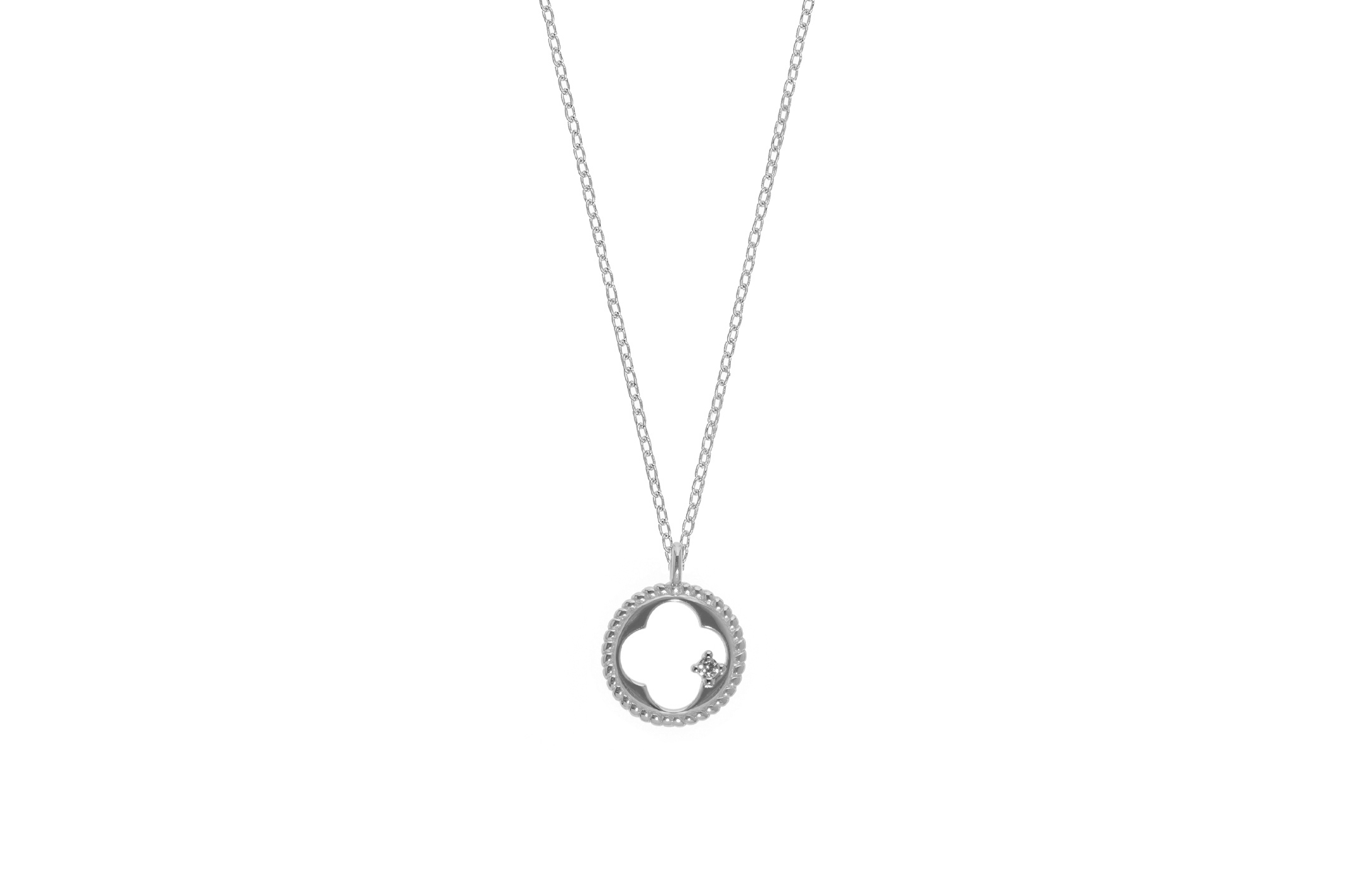 Jewel: necklace;Material: silver 925;Weight: 2.8 gr;Stone: zirconias;Color: white;Size: 42 cm + 5 cm;Pendent size: 1 cm