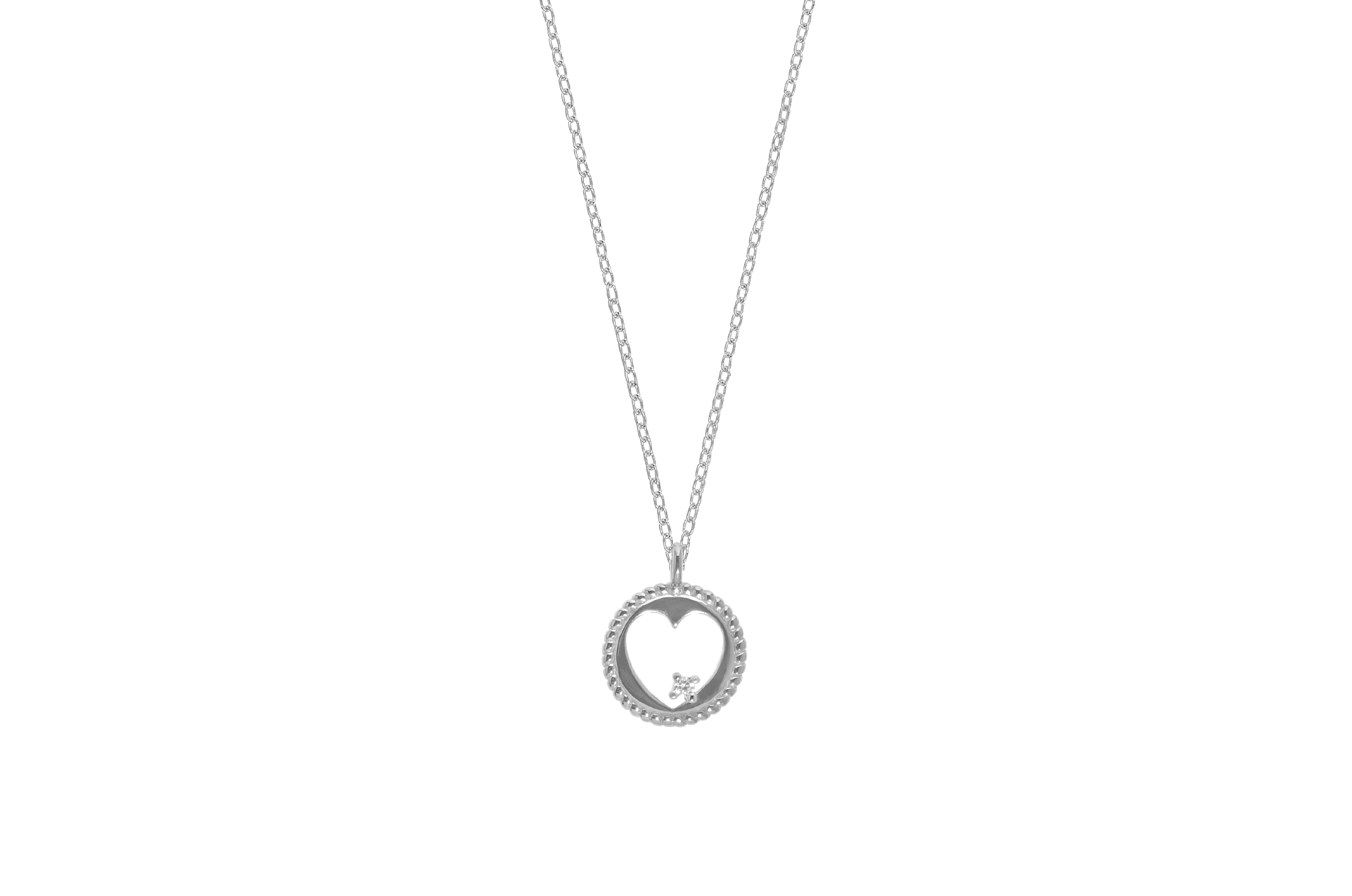 Jewel: necklace;Material: silver 925;Weight: 2.6 gr;Stone: zirconias;Color: white;Size: 42 cm + 5 cm;Pendent size: 1 cm