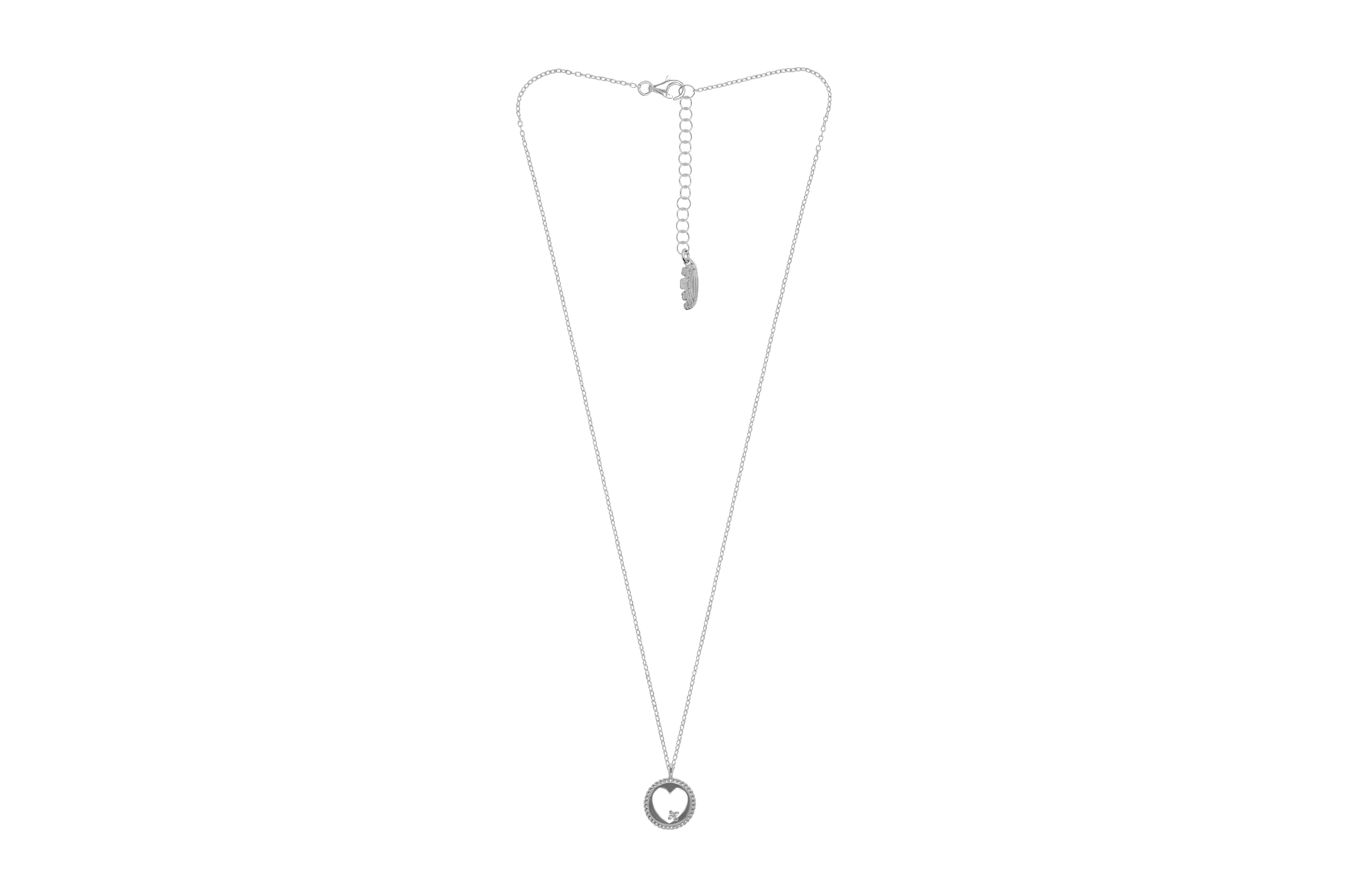 Jewel: necklace;Material: silver 925;Weight: 2.6 gr;Stone: zirconias;Color: white;Size: 42 cm + 5 cm;Pendent size: 1 cm