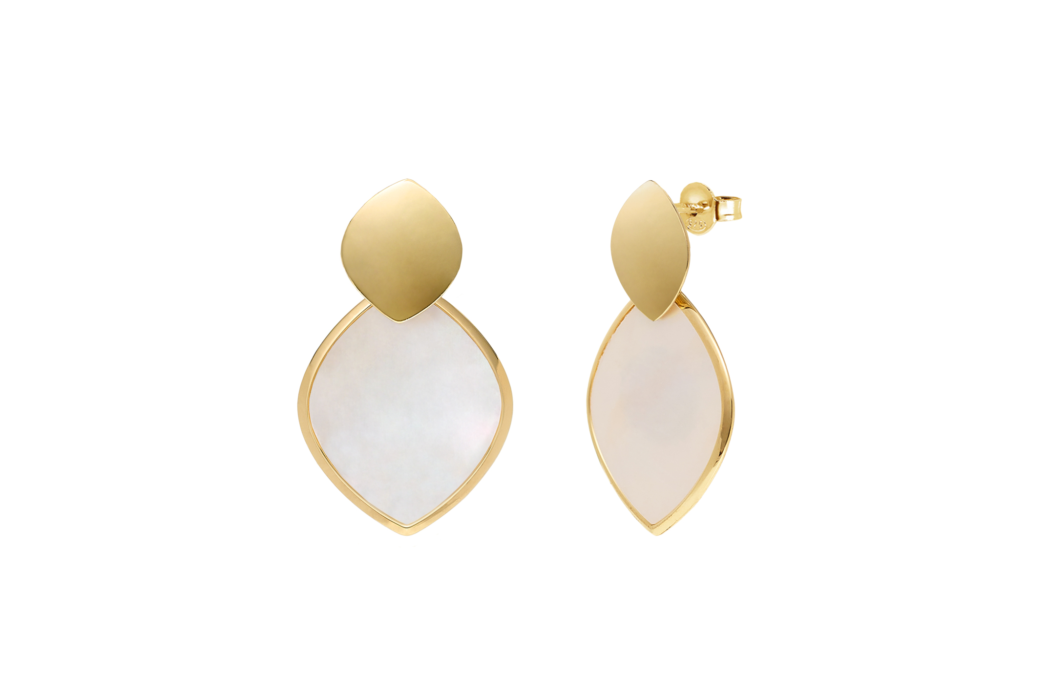 Jewel: earrings;Material: silver 925;Weight:4.3 gr;Stones: mother-of-pearl;Color: yellow;Size: 3 cm