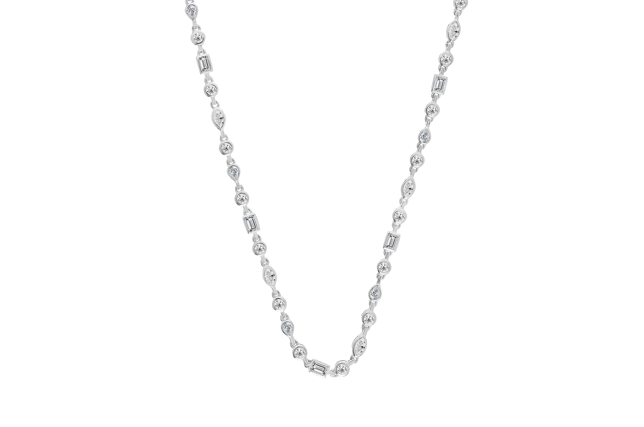 Jewel: necklace;Material: silver 925;Weight: 10.8 gr;Stone: zirconias;Color: white;Size: 36 cm + 5 cm