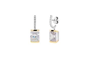 Jewel: earrings;Material: 925 silver and 9K gold;Stones: zirconia ;Weight: 6.5 gr (silver) and 1.2 gr (gold);Color: bicolor;Size: 3 cm