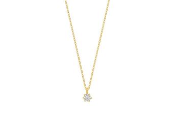 Jewel: necklace;Material: gold 18k;Weight: 3.2 gr;Stones: 10 diamonds 0.08 ct SI/H;Color: yellow;Size: 42 cm + 3 cm;Pendent size: 0.7 cm; Diamond set size: 0.4 cm