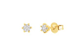 Jewel: earrings;Material: gold 18k;Weight: 1.4 gr;Stones: 16 diamonds 0.08 ct SI/H;Color: yellow;Diamond set size: 0.3 cm