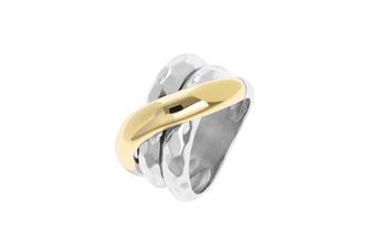 Jewel: ring;Material: 925 silver and 9K gold;Weight: 12.9 gr (silver) and 1.6 gr (gold);Color: bicolor;Thick: 1.4 cm