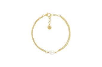 Jewel: bracelet;Material: silver 925;Weight: 2.8 gr;Stones: pearl;Color: yellow;Size: 17 cm + 3 cm