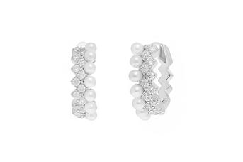 Jewel: earrings;Material: silver 925;Weight: 1.5 gr;Stones: pearl & zirconia;Color: white;Size: 1.2 cm