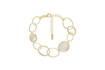 Jewel: bracelet;Material: silver 925;Weight: 8.7 gr;Stones: mother-of-pearl;Color: yellow;Size: 18 cm + 5 cm