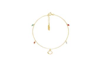 Jewel: foot bracelet;Material: silver 925;Weight: 2 gr;Stones: crystals;Color: yellow;Size: 23 cm + 2.5 cm
