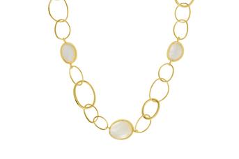 Jewel: necklace;Material: silver 925;Weight: 15.6 gr;Stones: mother-of-pearl;Color: yellow;Size: 40 cm + 5 cm