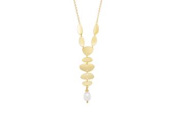 Jewel: necklace;Material: silver 925;Weight: 5.8 gr;Stones: pearl;Color: yellow;Size: 40 cm + 5 cm;Pendent size: 4 cm