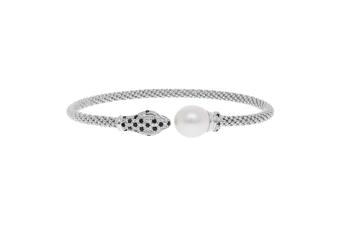 Jewel: bracelet;Material: silver 925;Weight: 7.2 gr;Stones: zirconia and pearl;Color: white;Diameter Size: 6 cm