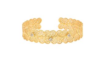 Jewel: bracelet;Material: silver 925;Weight: 9.8 gr;Stones: zirconia;Color: yellow;Diameter Size: 5.5 cm;Height: 1.1 cm