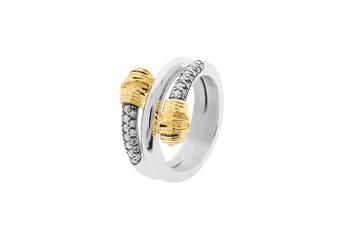 Jewel: ring;Material: 925 silver and 9K gold;Weight: 10.5 gr (silver) and 1.5 gr (gold);Stone: zirconia;Color: bicolor