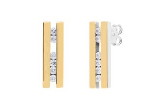 Jewel: earrings;Material: 925 silver and 9K gold;Weight: 4.5 gr (silver) and 1.2 gr (gold);Stone: zirconia;Color: bicolor