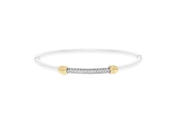 Jewel: bracelet;Material: 925 silver and 9K gold;Weight: 15.7 gr (silver) and 1.2 gr (gold);Stone: zirconia;Color: bicolor; Diameter: 5.8 cm; Thickness: 0.3 cm