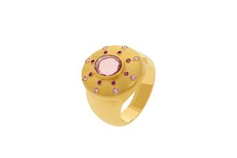 Jewel: ring;Material: silver 925;Weight: 6.2 gr;Stone: zirconia & hydrothermal;Color: yellow;Stone size: 2 x 1.7 cm