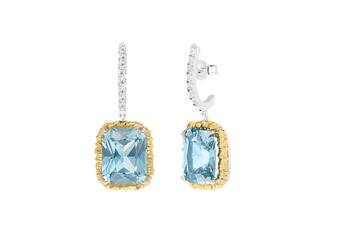 Jewel: earrings;Material: 925 silver and 9K gold;Weight: 8.8 gr (silver) and 1 gr (gold);Stone: zirconia and quartz;Color: bicolor;Size: 3 cm