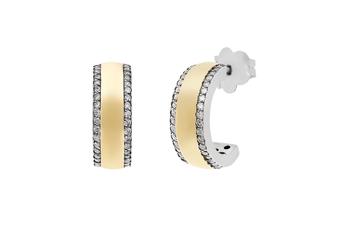 Jewel: earrings;Material: 925 silver and 9K gold;Weight: 4.8 gr (silver) and 1.7 gr (gold);Stone: zirconia;Color: bicolor;Size Height: 1.7 cm;Width: 0.6 cm