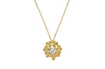 Jewel: necklace;Material: silver 925;Weight: 4.6 gr;Stone: zirconias;Color: yellow;Size: 40 cm + 5 cm;Pendent size: 1.5 cm