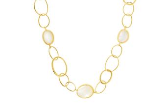 Jewel: necklace;Material: silver 925;Weight: 15.6 gr;Stones: mother-of-pearl;Color: yellow;Size: 40 cm + 5 cm